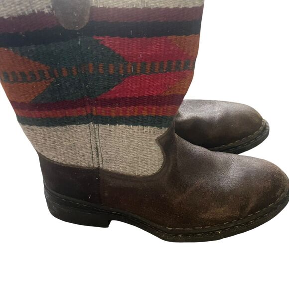 Double H Men's 11 M Blanket Aztec Western Blanket Mexico Cowboy Leather Boots - Picture 2 of 11